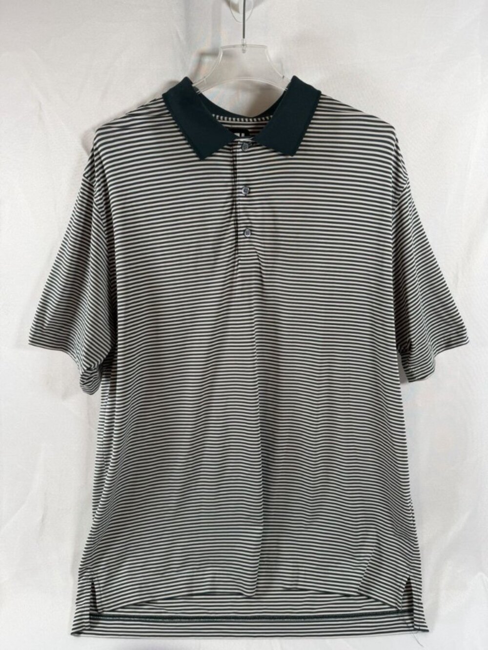 FootJoy Polo Shirt Mens 2XL Green Short Sleeve Striped Stretch Moisture Wicking